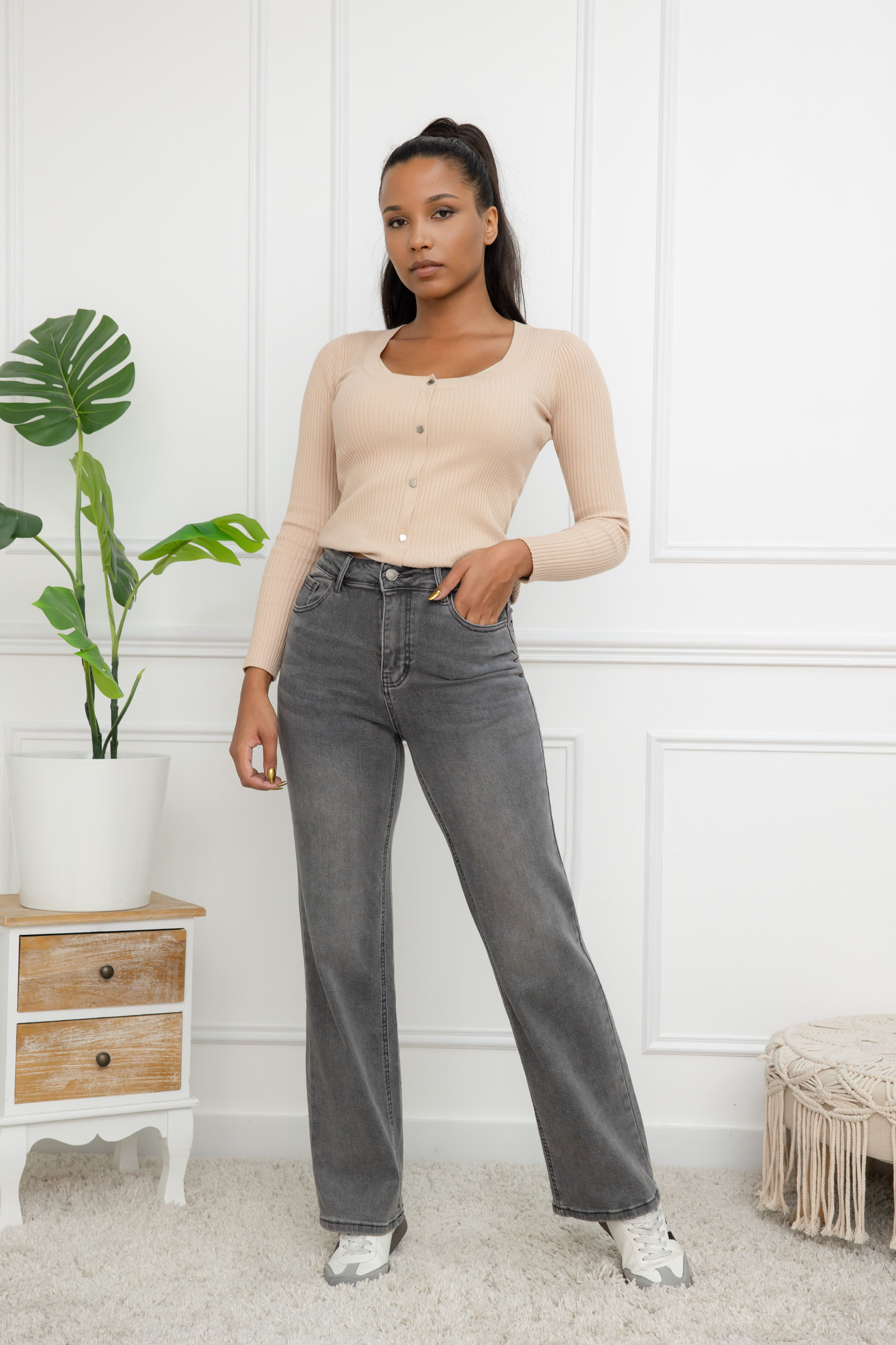 Wide jeans - grijs