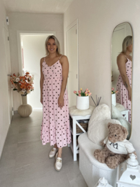 Kleedje polkadots - roze