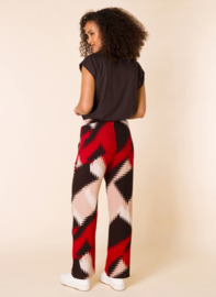 Broek - print bruin/rood