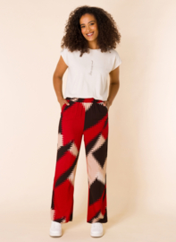 Broek - print bruin/rood