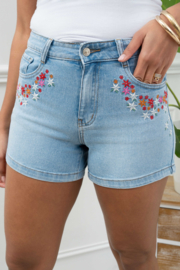 Jeans short - bloemetjes