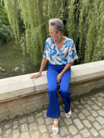 Broek - blauw satijn