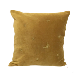 Velvet Cushion Moon Mustard