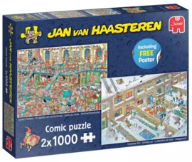 Jan van Haasteren 2 in 1 Fabriek van de Kerstman & Kerstavond  1000 Stukjes