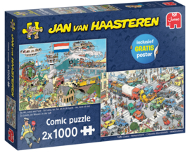 Jan van Haasteren 2 in 1 Verkeerschaos & Ter Land, Ter Zee En In De Lucht 1000 Stukjes