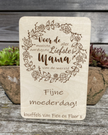 houten wenskaart mama/moederdag