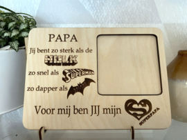 Houten gegraveerde fotokader papa/vaderdag