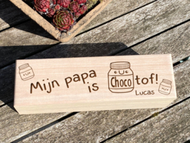 kistje voor chocotoffe papa met mini chocopotjes papa/vaderdag