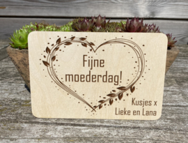 houten wenskaart mama/moederdag