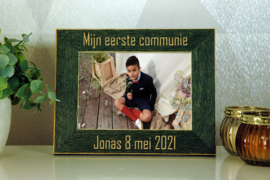 gepersonaliseerde groene fotokader 10x15 communie, lentefeest, vormsel