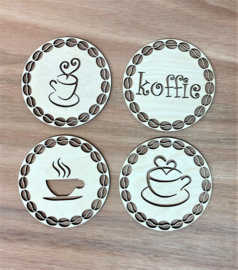 houten onderzetters (set van 4) koffie/thee