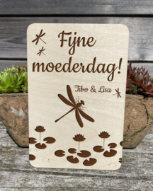 houten wenskaart mama/moederdag