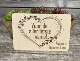 houten wenskaart mama/moederdag