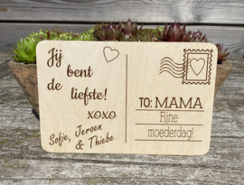 houten wenskaart mama/moederdag