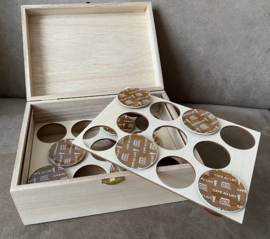 houten kist voor koffiecups