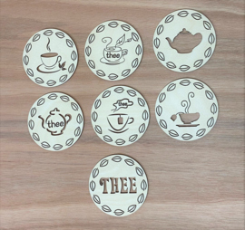 houten onderzetters (set van 4) koffie/thee