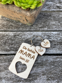 houten gepersonaliseerde sleutelhanger mama/moederdag