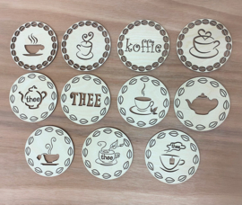 houten onderzetters (set van 4) koffie/thee