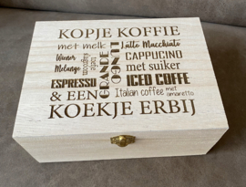 houten kist voor koffiecups