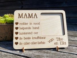 Houten gegraveerde fotokader mama/moederdag