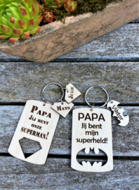 houten gepersonaliseerde sleutelhanger papa/vaderdag