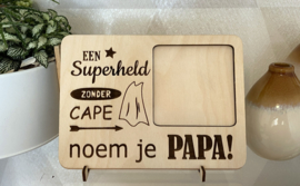 Houten gegraveerde fotokader papa/vaderdag