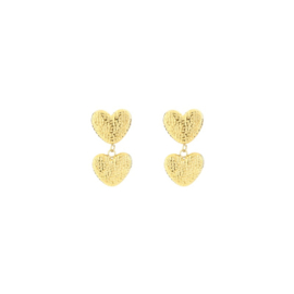 Two heart earrings goud