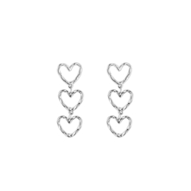 Three heart earrings zilver