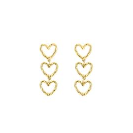 Three heart earrings goud