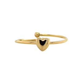 Closed heart ring goud