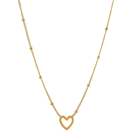 Heart & dots necklace goud