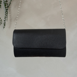 Zwarte clutch met zilveren details