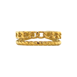 Double chain ring goud