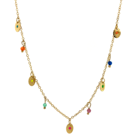 Coloured necklace goud