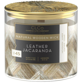 CLCo geurkaars met houten lont - Leather Jacaranda