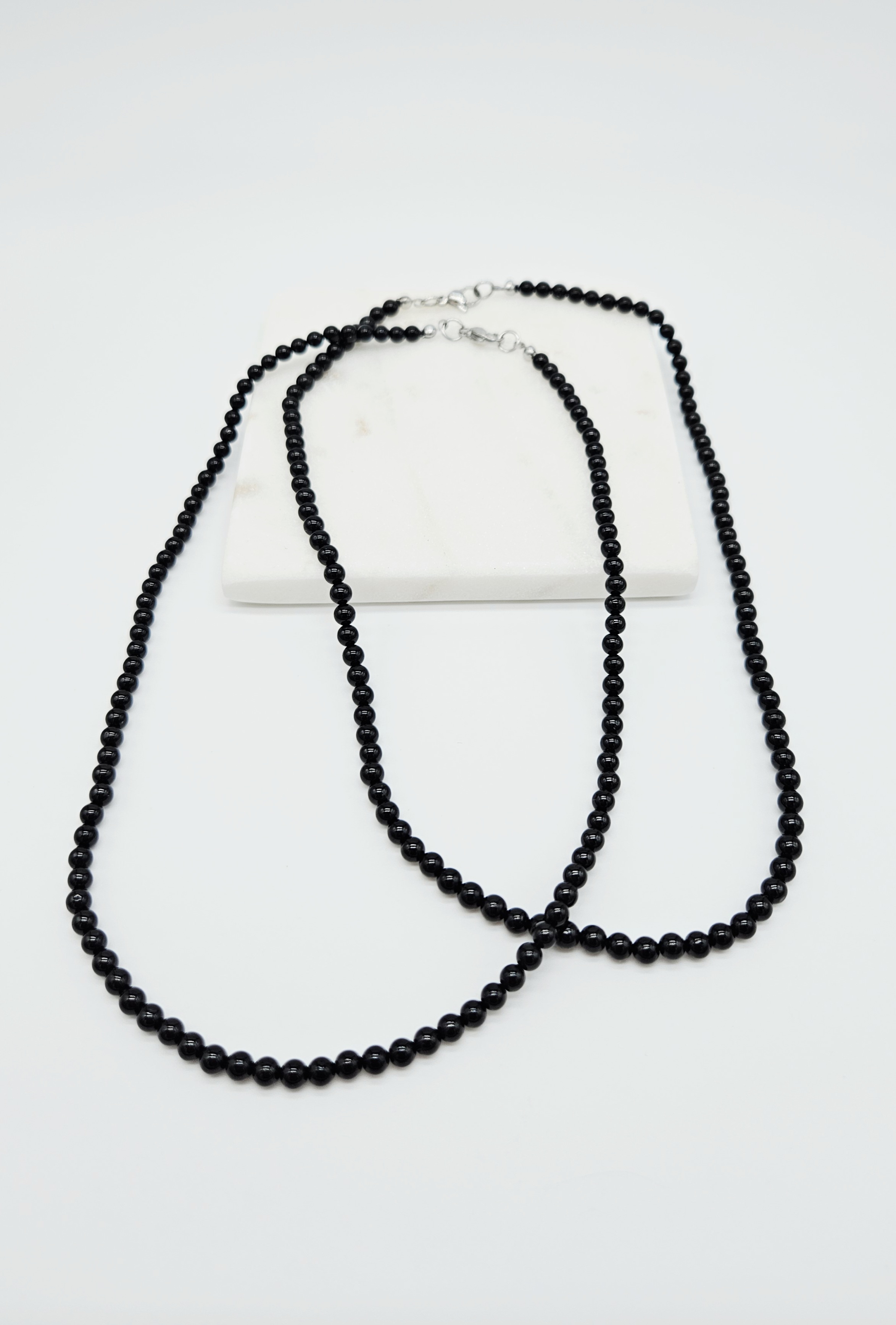 Zwarte toermalijn ketting met slotje