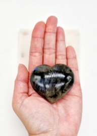 Labradoriet hart met mooie flash voor- en achterkant (zie filmpje)