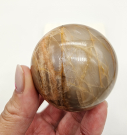 Peach Maansteen bol met parelmoer glans (zie filmpje)