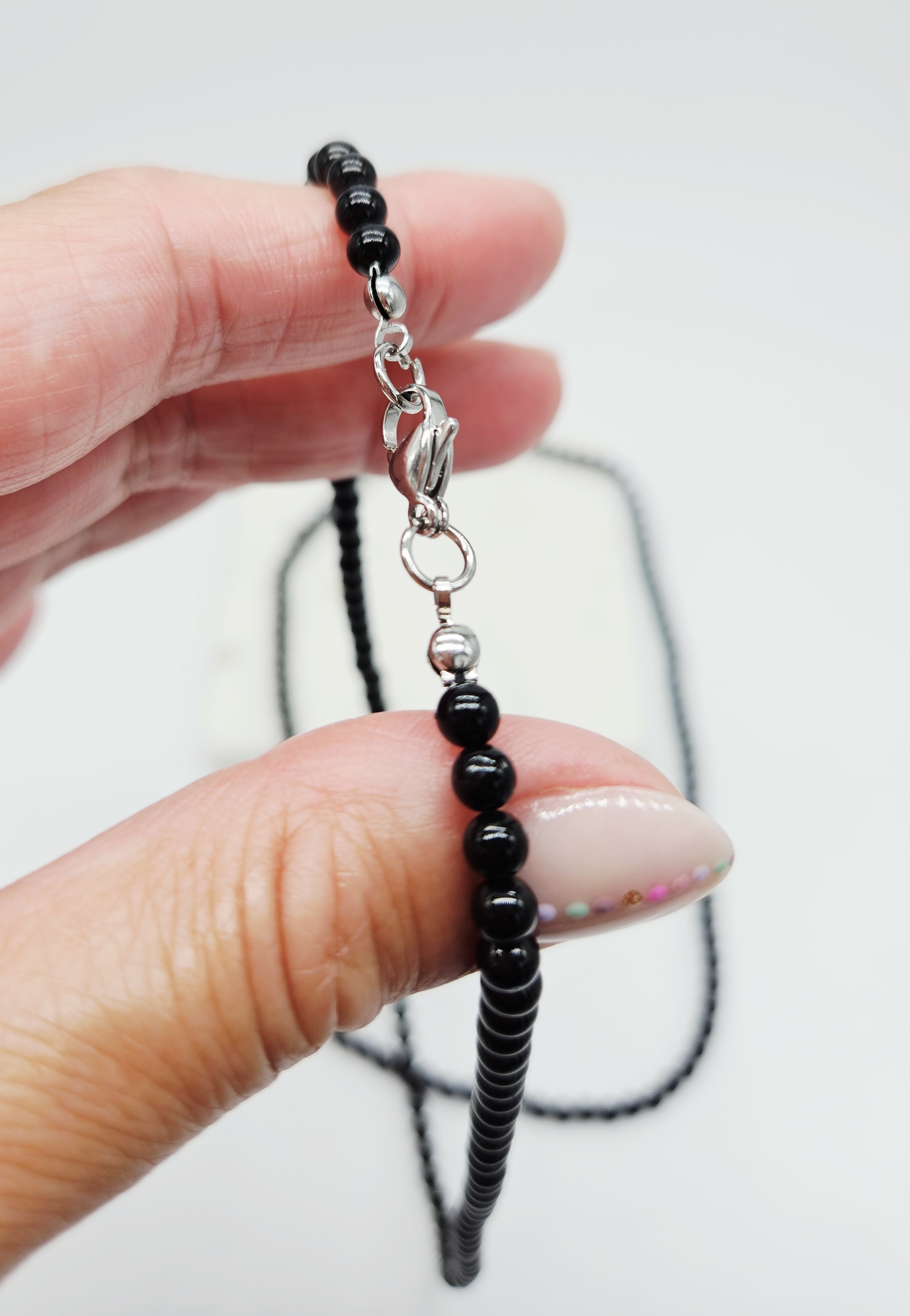 Zwarte toermalijn ketting met slotje