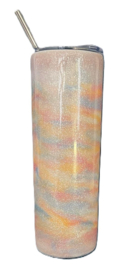 Hand gemaakte dubbelwandige RVS beker (pastel glitter)