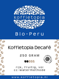Koffietopia Peru Decaf vers gebrande koffie 250gr CO₂- neutraal