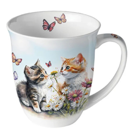 Ambiente Mug 0,4L Kittens in Flower Field