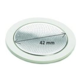 Bialetti alu. filterplaatje met 3 rubberen ringen 2 kops