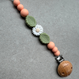 Speenkoord - Chewie Clip Silicone Daisy - Peachy