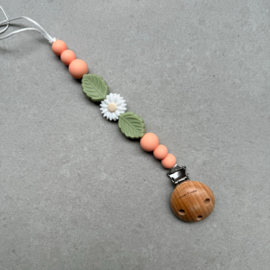 Speenkoord - Chewie Clip Silicone Daisy - Peachy