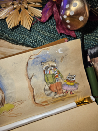 Pre-order: Projecttasje met rits Wasbeertjes ongeveer 28 x 28 cm groot