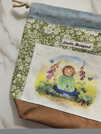 Projectbag koord aapje ongeveer 28 cm x 28 cm