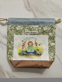 Projectbag koord aapje ongeveer 28 cm x 28 cm