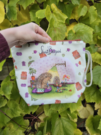 Preorder projectbag egeltjes rits ongeveer 28 cm x 28 cm