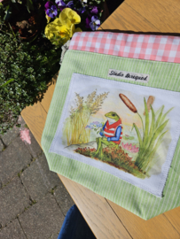 Projectbag koord kikker ongeveer 28 cm x 28 cm